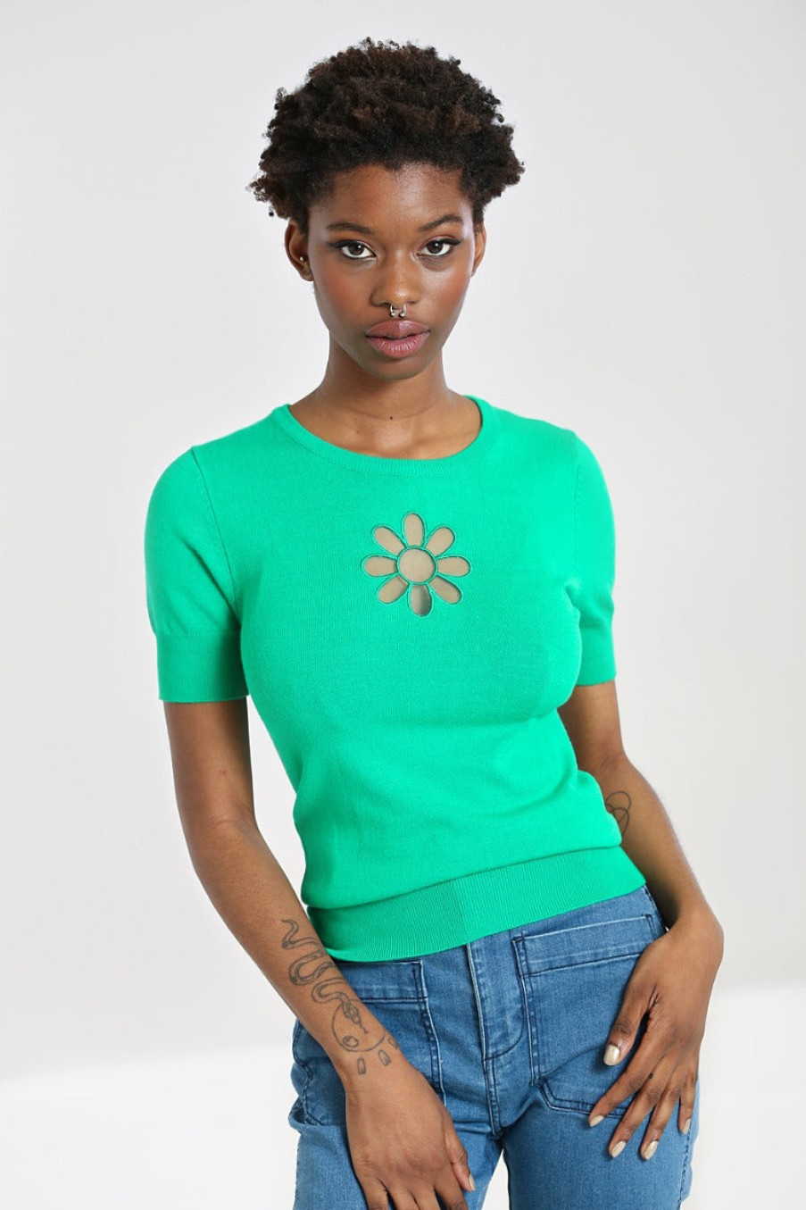 Hell Bunny Knitted Tops | Flower Power Top