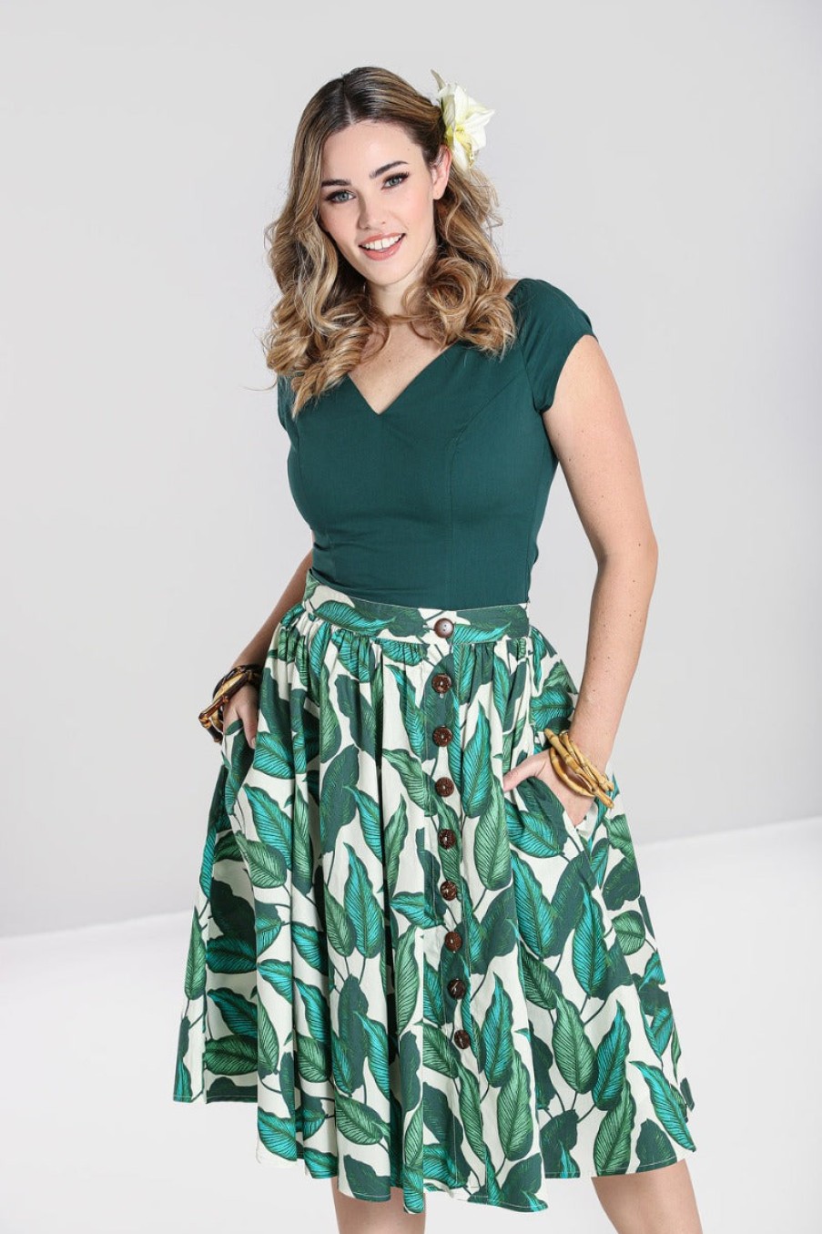 Hell Bunny Midi Skirts | Rainforest 50'S Skirt