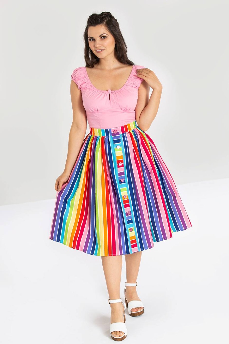 Hell Bunny Midi Skirts | Over The Rainbow 50'S Skirt