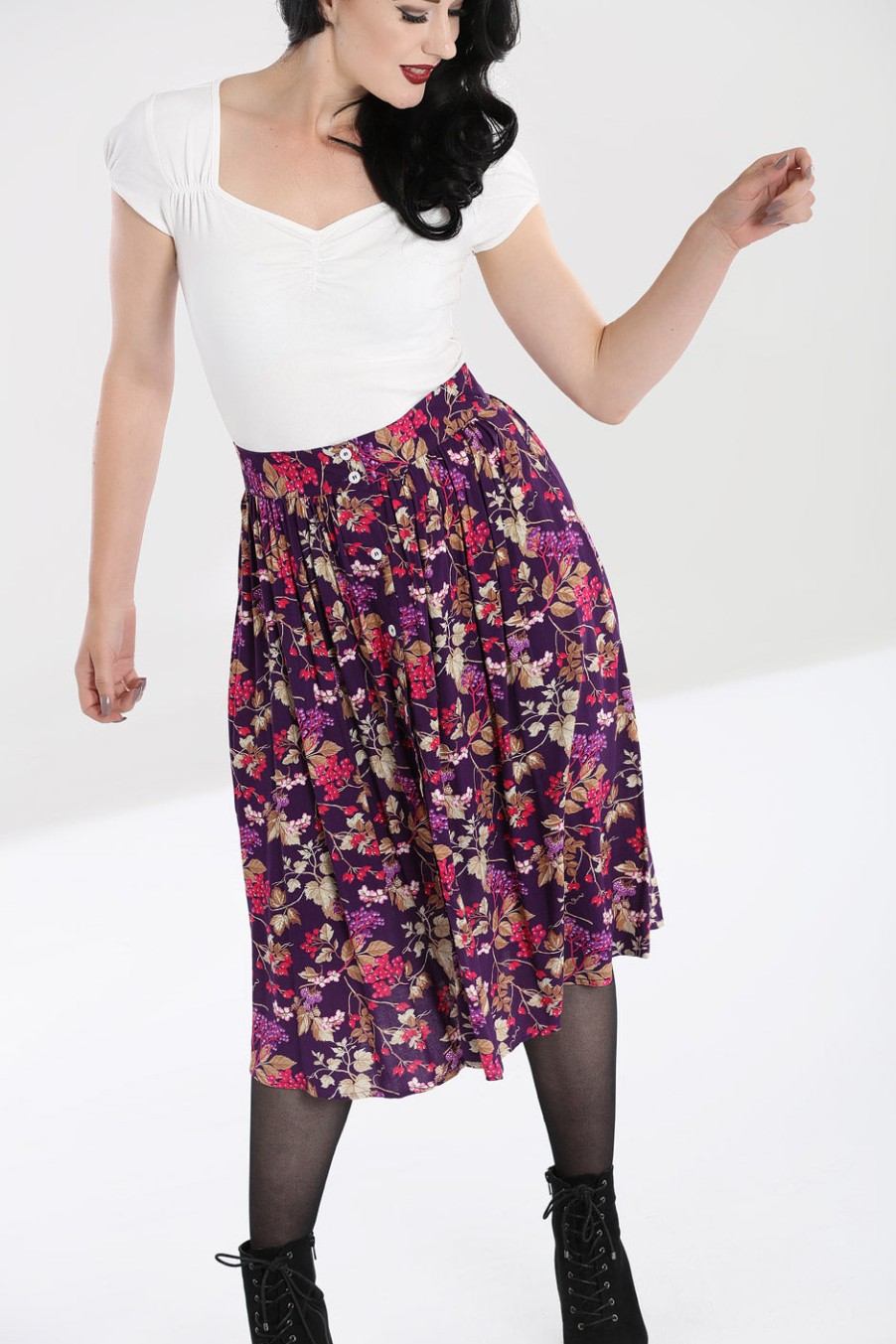 Hell Bunny Midi Skirts | Berry Crush Skirt