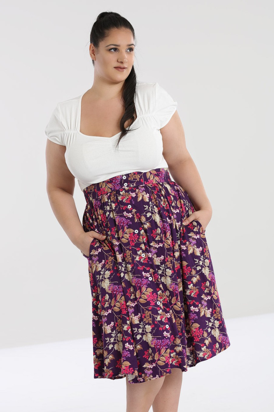 Hell Bunny Midi Skirts | Berry Crush Skirt