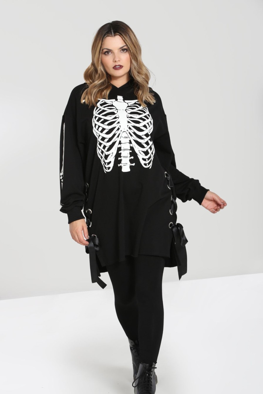 Hell Bunny Loungewear | Skeleton Hoodie Dress