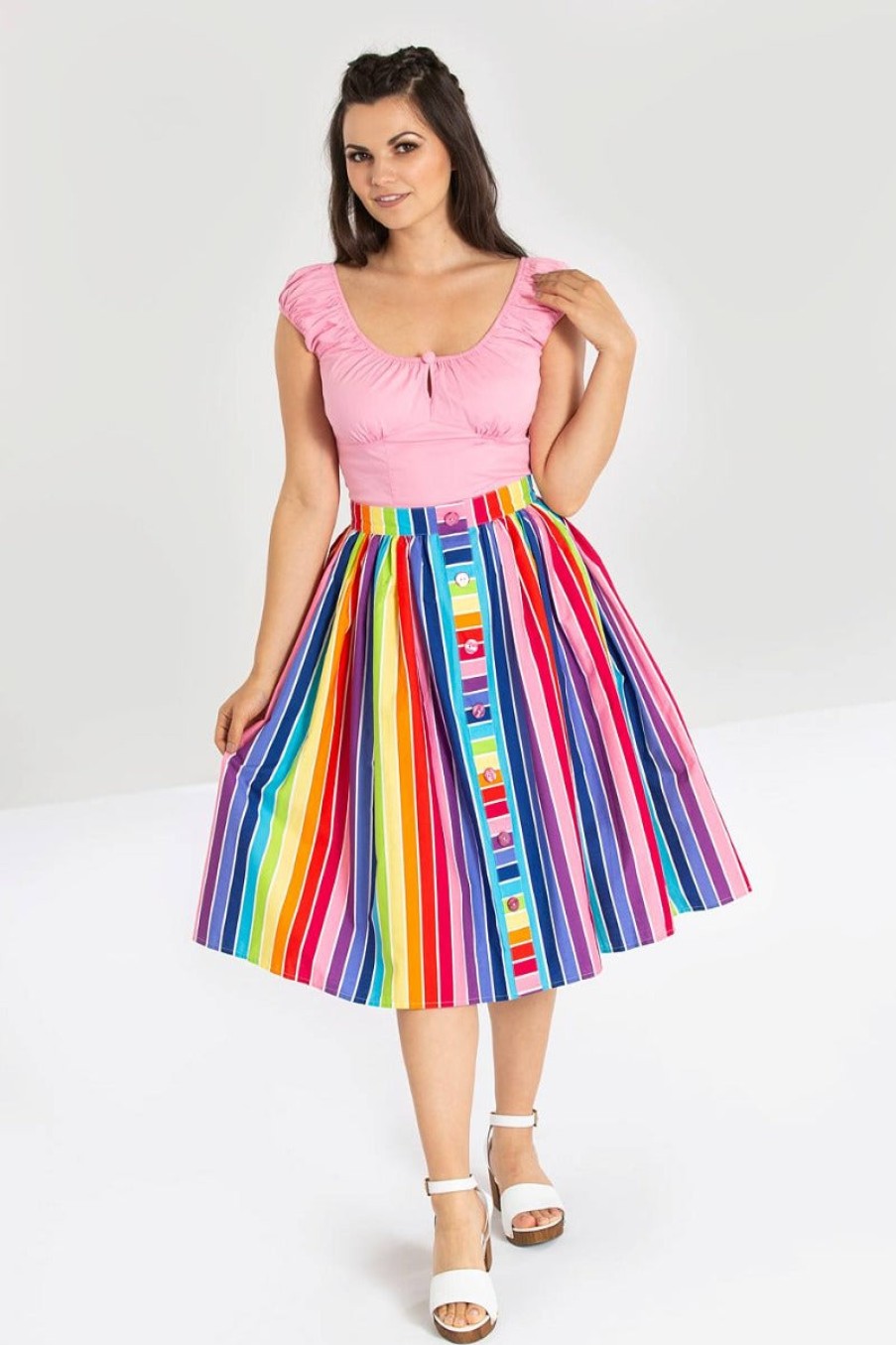 Hell Bunny Midi Skirts | Over The Rainbow 50'S Skirt