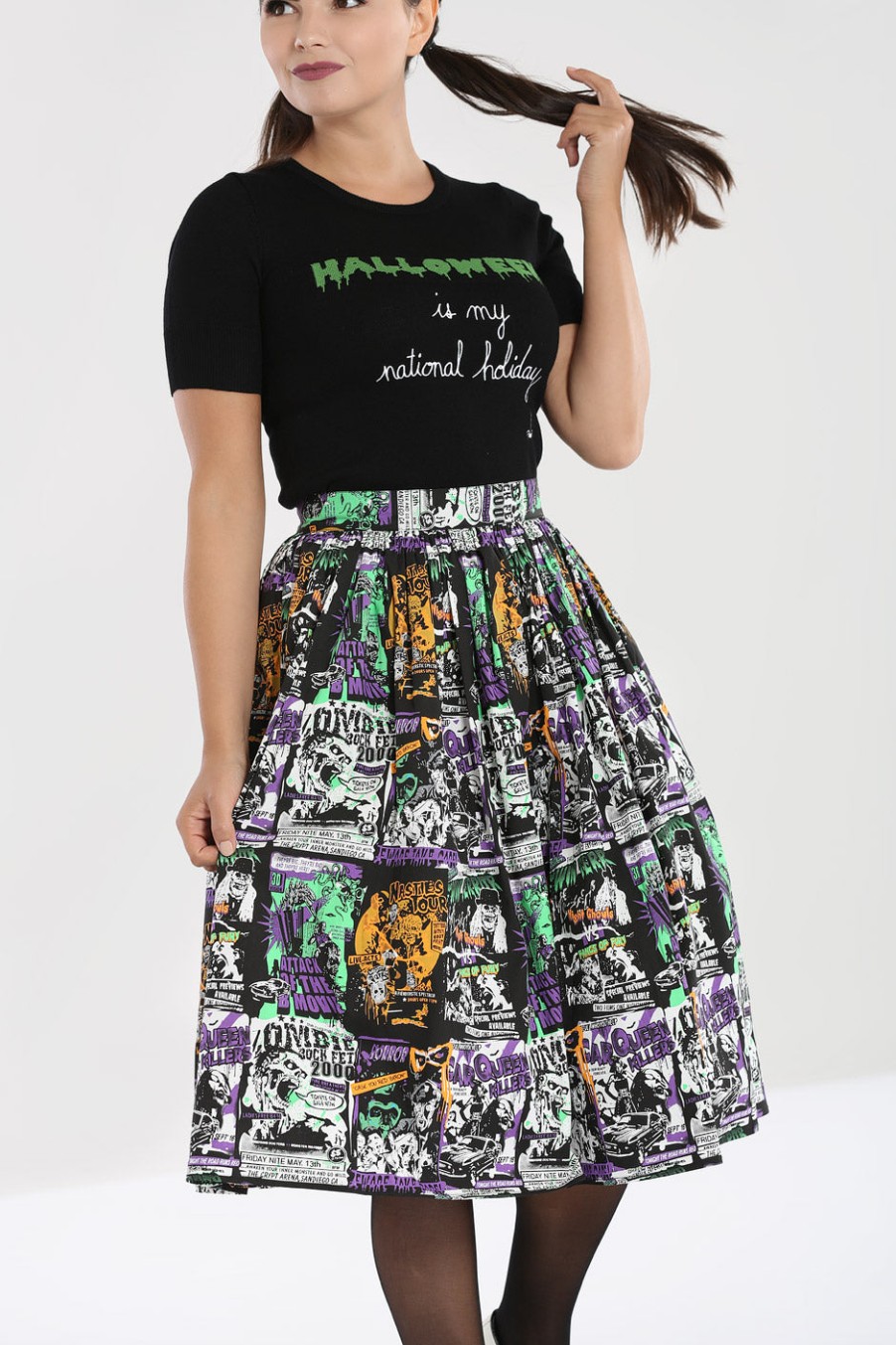 Hell Bunny Midi Skirts | Be Afraid 50'S Skirt