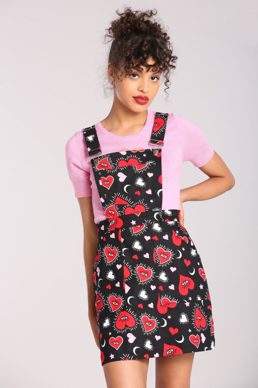 Hell Bunny Mini Dresses | Kate Heart Pinafore Dress