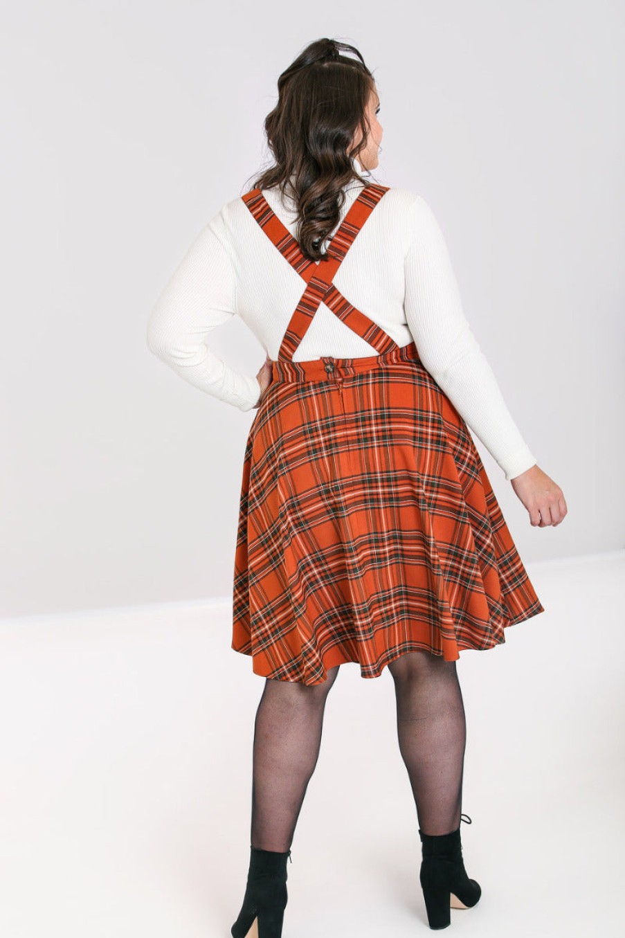 Hell Bunny Knee Dresses | Tawny Pinafore Dress